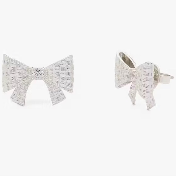 Kate Spade Wrapped in a Bow Earrings Silver - Picture 1 of 5